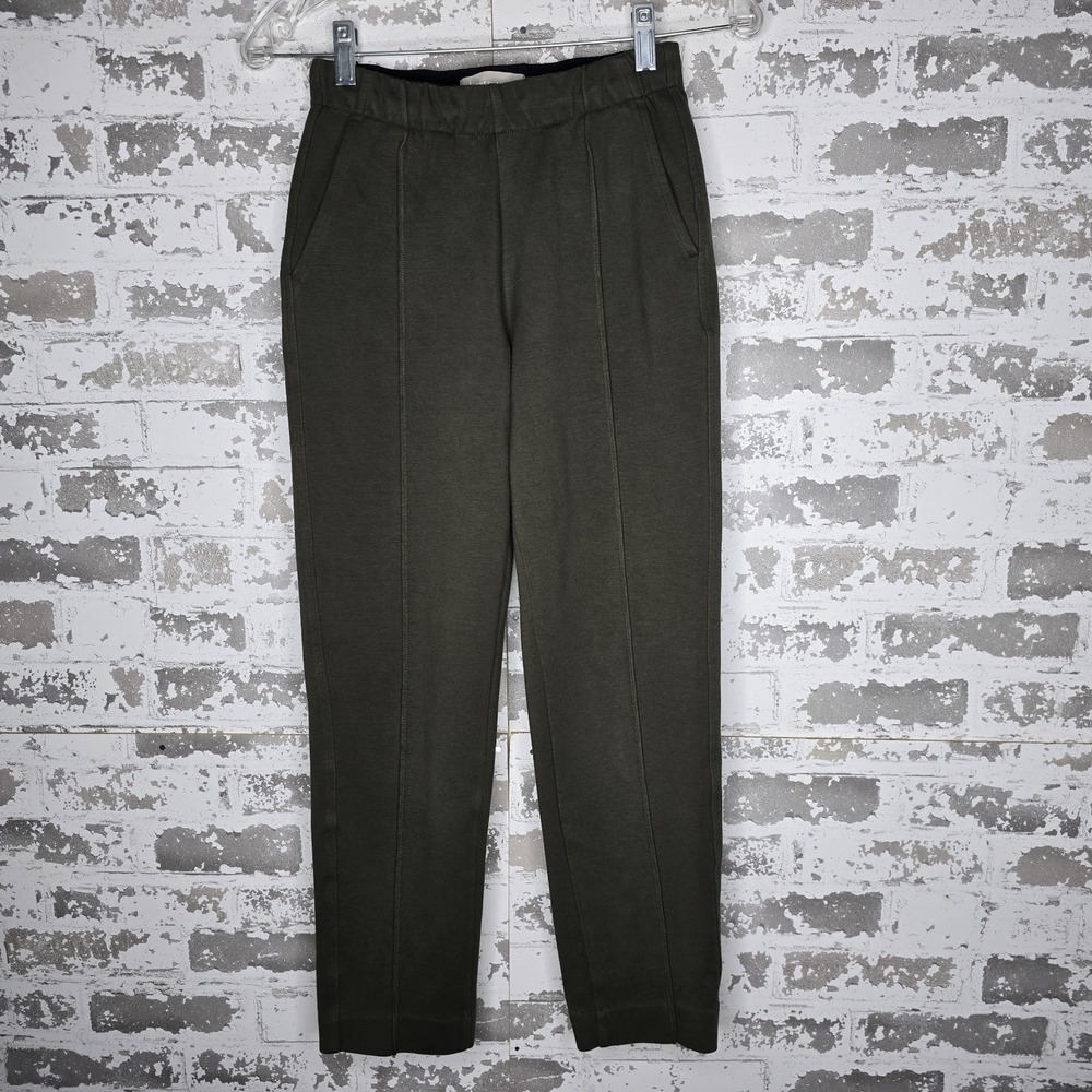 Everlane The Dream Pant Womens XXS Dark Forest Green Double Knit Elastic Waist